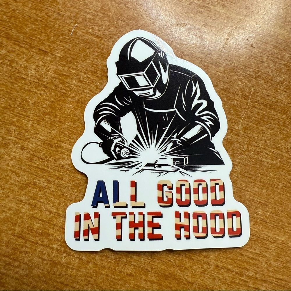 Welder Sticker with Patriotic‎ Text